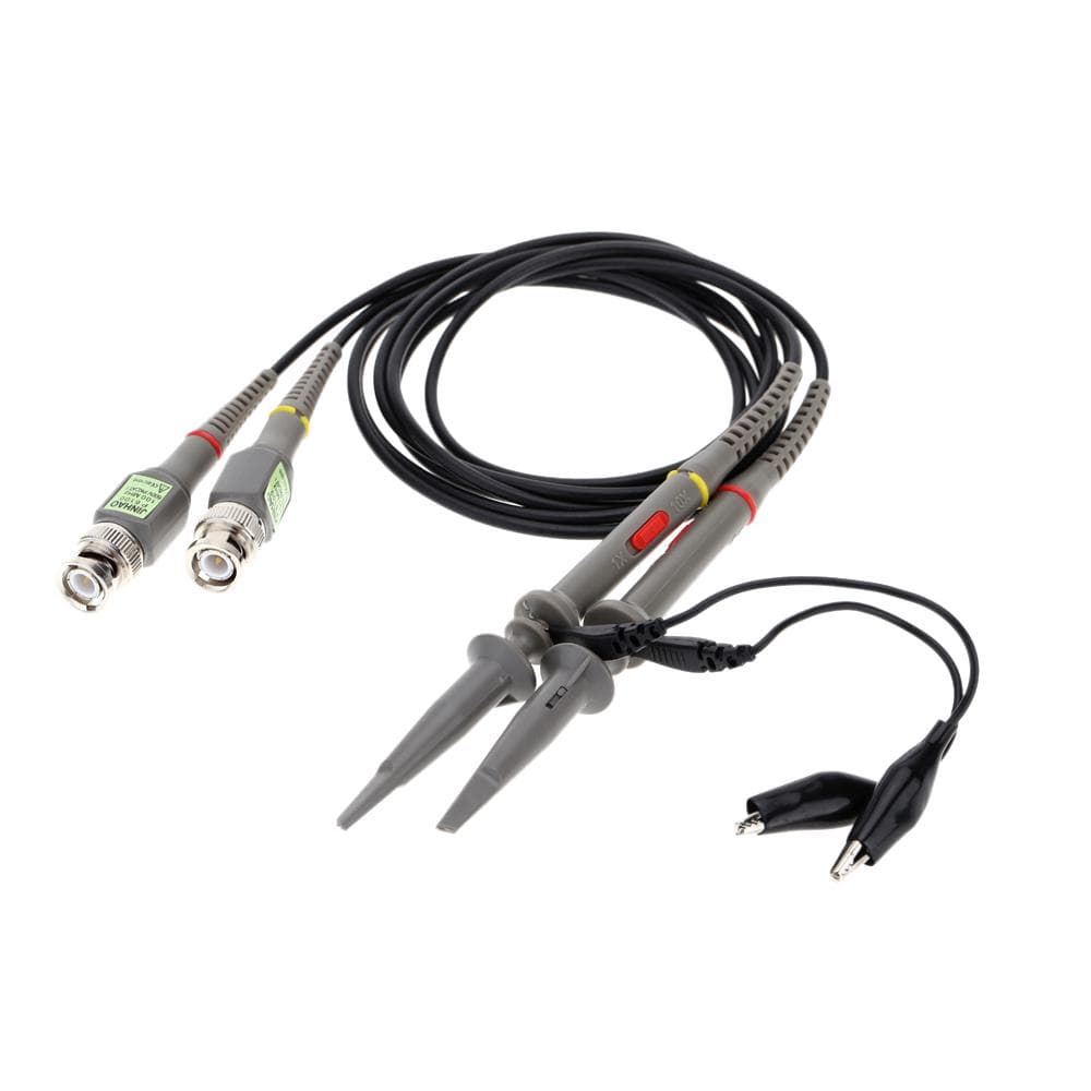 P6100 2Pcs High Precision Oscilloscope Probe 1X 10X 100MHz Alligator Clip Test Probe grey