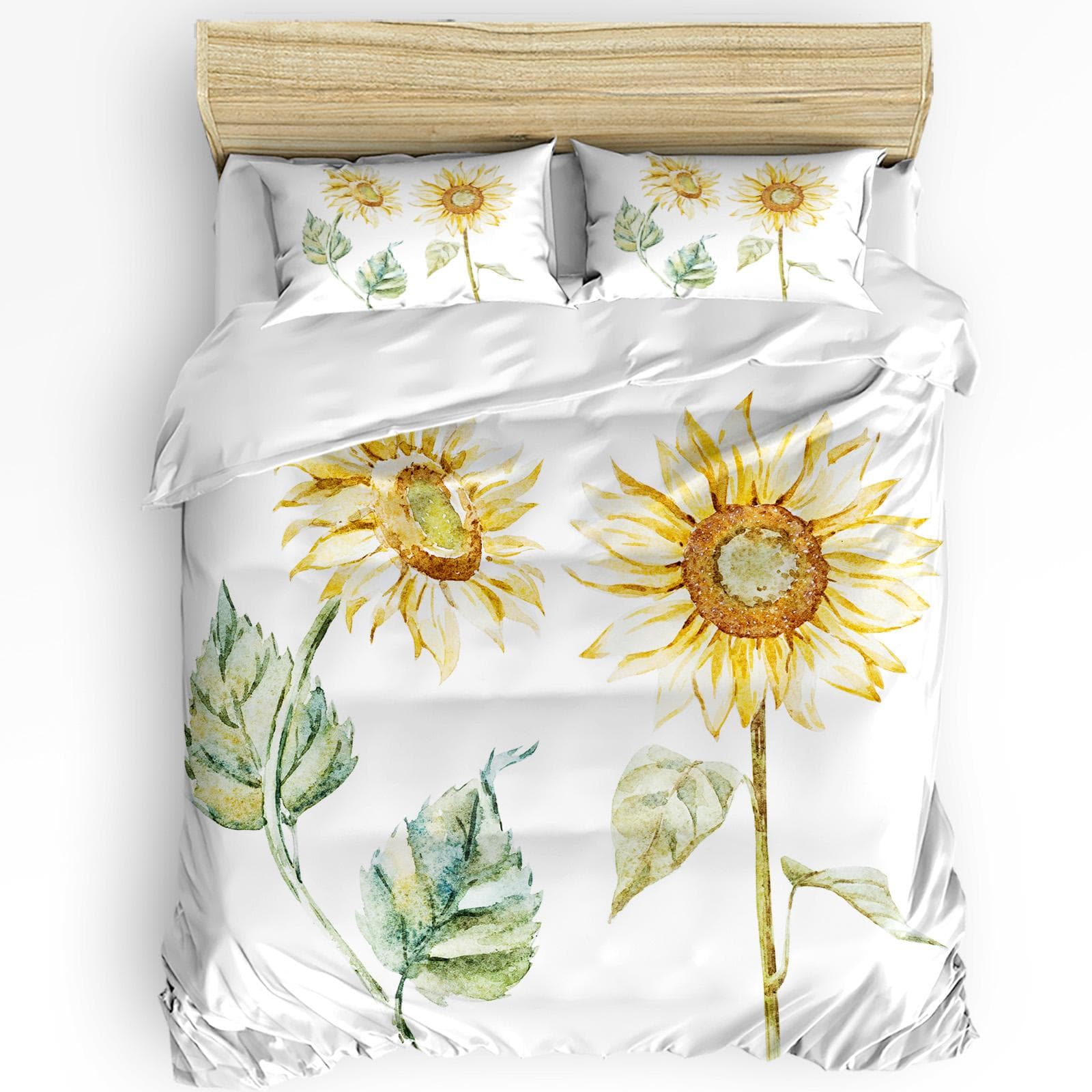 Nature Bedding Set For Bedroom Bed Home Floral Print with Sunflowers in a Field Summer Ga Duvet Cover Quilt Cover And Pillowcase EU single(135x200cm)