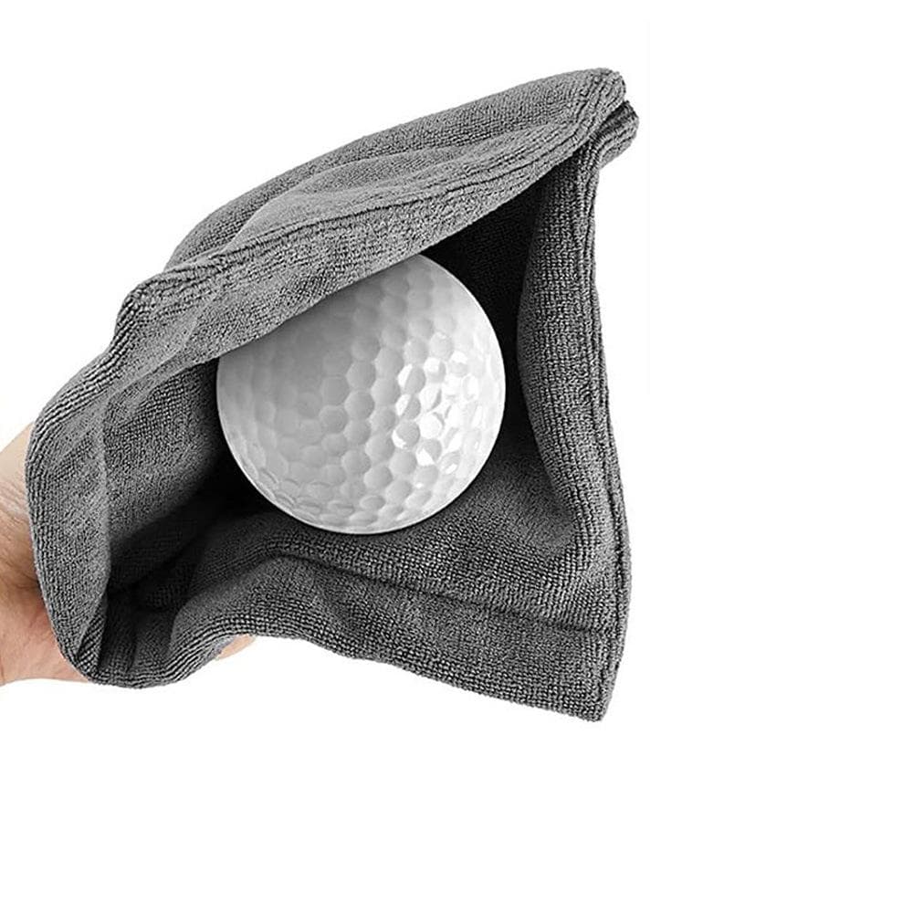 Square Microfiber Golf Ball Cleaning Towel with Carabiner Hook Water Absorption Cleaner Golf Club for Head Wipe Cloth Clean grey