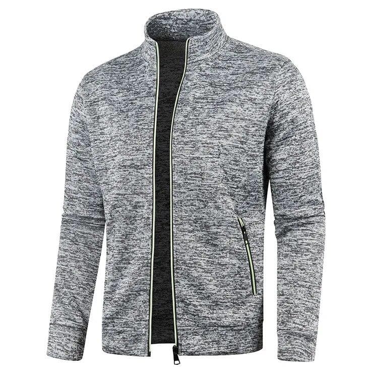 2024 Autumn Winter New Solid Color Long Sleeve Knitting Cardigan Man Casual Loose Comfortable Zipper Pockets All-match Outwear S gray