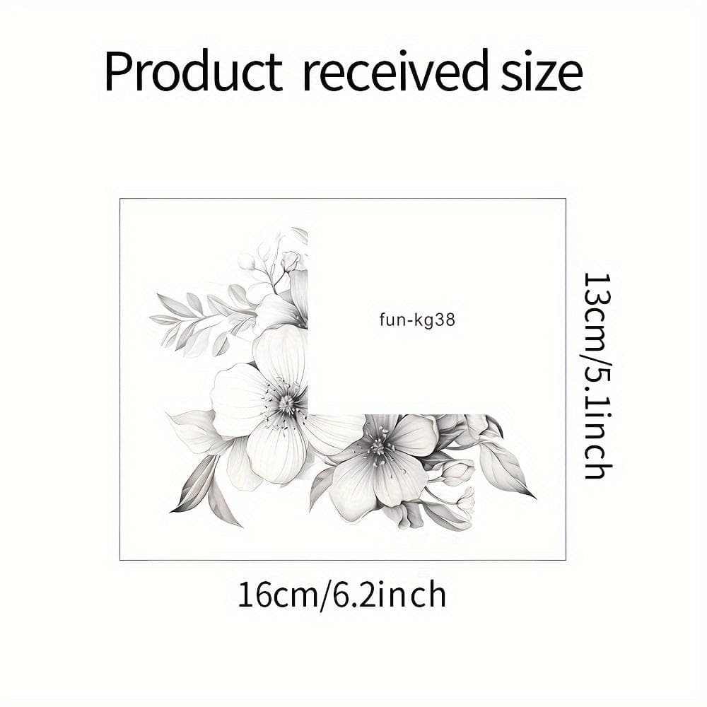 Classic Floral Wall Decal for Light Switch and Outlet, Black and White Flower and Leaf Pattern, Plastic Self-Adhesive Overlay for Home Decor 1pc