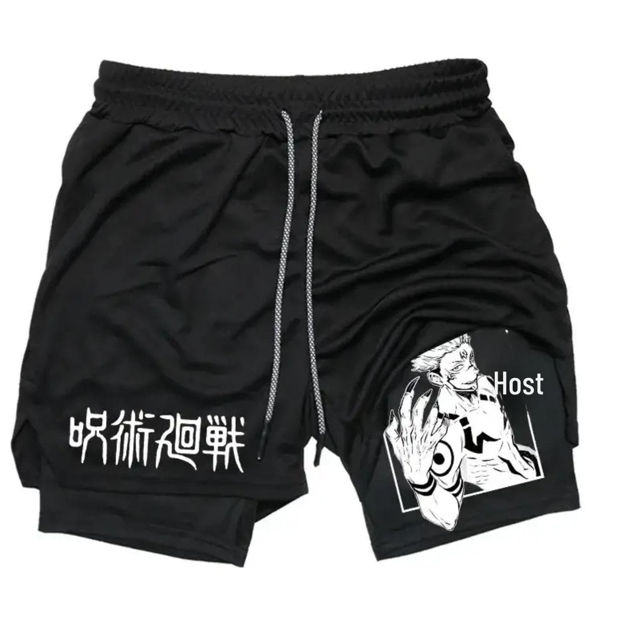Jujutsu Kaisen Anime Print Double-Layer Beach & Fitness Shorts - Summer Style L
