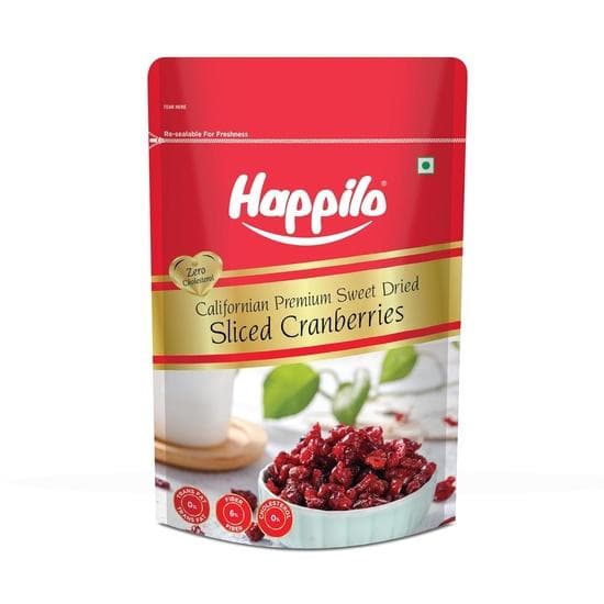 Happilo Premium Californian Dried and Sweet Sliced Cranberries, 200 g