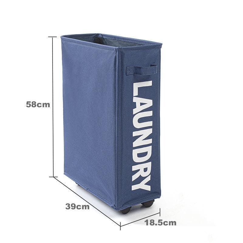 Laundry Basket with Wheels Large Capacity Yoga Mat Storage Basket Multifunctional Foldable Waterproof Dirty Clothes Storage Bag Dark blue
