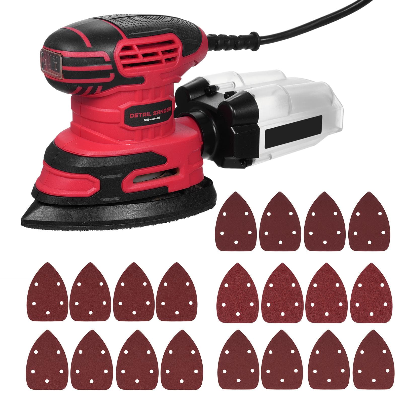 Detail Sander 13,000 OPM Compact Electric Sander with Dust Collector 220W 1.6Amp Power Sander with red