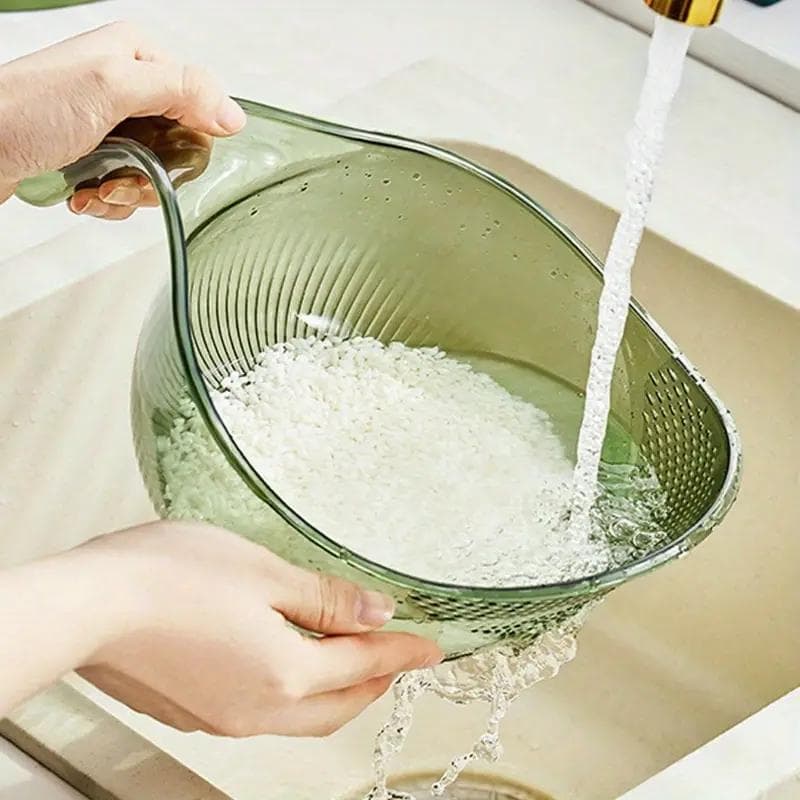 1Pc Multifunctional Drain Basket Drain Bowl Household Sink Vegetable Basin Kitchen Rice Washing Colander Fruit Plate 1PCS green