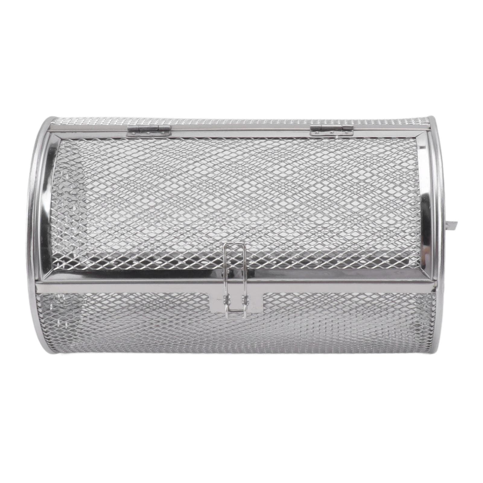 Rolling Grilling Basket Stainless Steel Grill Cage Round Stainless Steel BBQ Grill Mesh for Peanut L