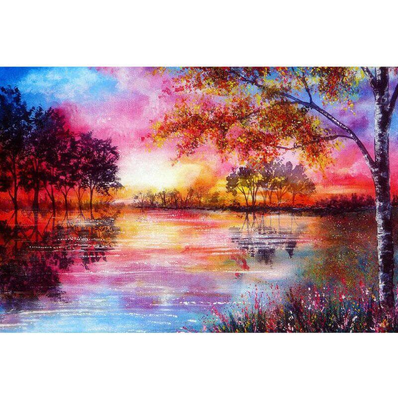 5D DIY Round Diamond Painting Forest Scenery Diamond Embroidery Landscape Cross Stitch Needlework 20X30CM