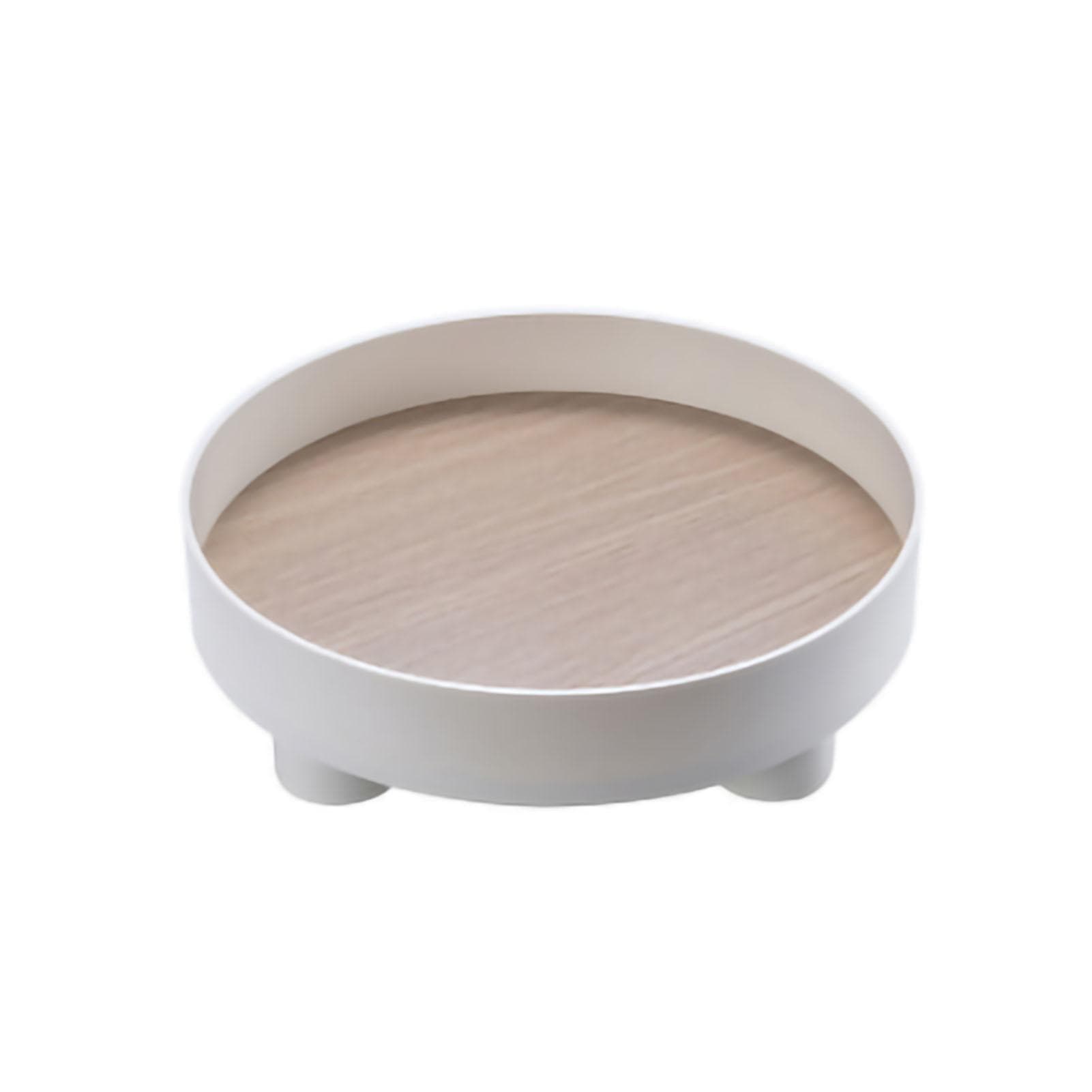 Round Plastic Serving Tray Cosmetic Storage Table Desk Organizer Container for Snack Food Ornaments Default
