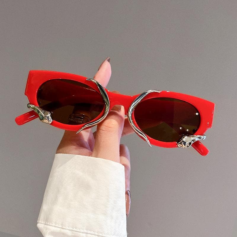 KAMMPT Cat Eye Women Sunglasses Fashion Snake Wrapped Round Vintage Shades UV400 Sun Glasses Luxury Brand as picture shows