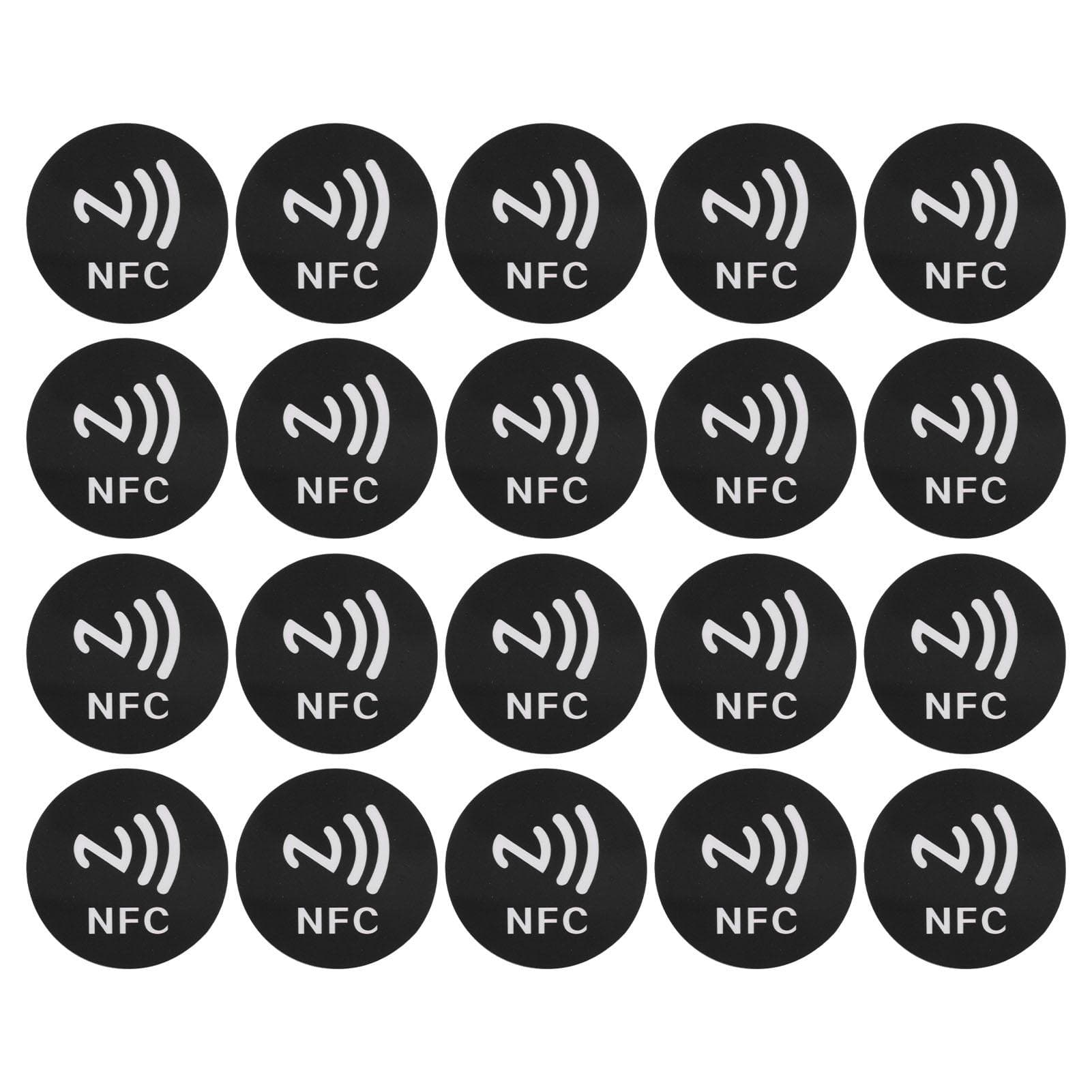 20pcs NFC Stickers 125KHz Anti Interference ID Phone NFC Sticker for Access Control Home Assistant black