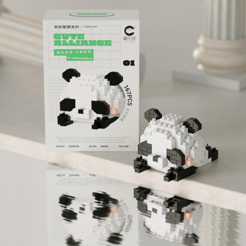 Mini Cute Panda Micro Building Blocks 3D Diamond Model Animals Bricks DIY City Construction Toys for Children Kids Gift Panda-167Pcs