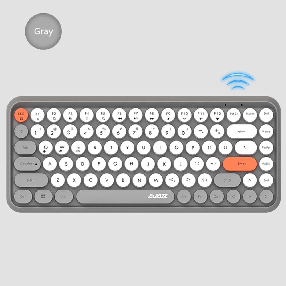 Ajazz 308i Bluetooth Keyboard Round Key Cap 10m Bluetooth Connection 84 Keys for Windows 2000, grey
