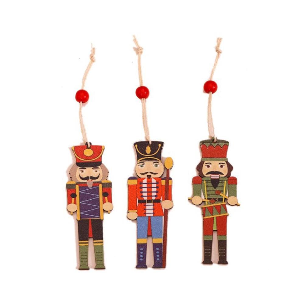 Christmas Tree Nutcracker Pendant Christmas Wood Walnut Soldier Hanging Decoration for Xmas Party