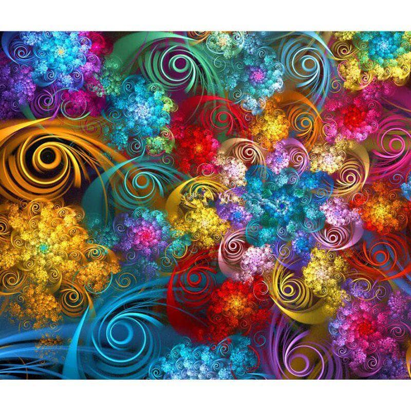Diamond Embroidery Abstract Striped Colorful Flower Diamond Painting Crystal Cross Stitch 20X30CM