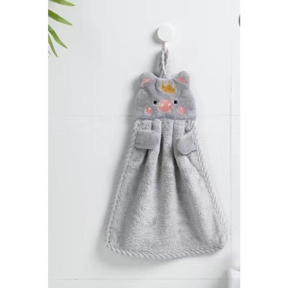 1PC- Hanging Embroidery Water Absorbing and Non Hair Dropping Wipe Towel grey