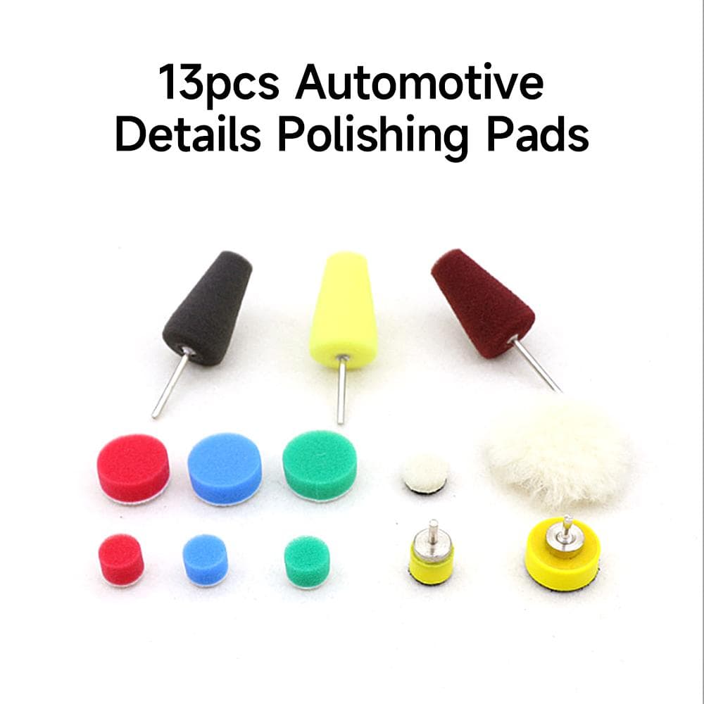 13pcs Polishing Pad Automotive Details Polishing Sponge Plate Clamp Rod Soft Shaft Small Electric multicolour