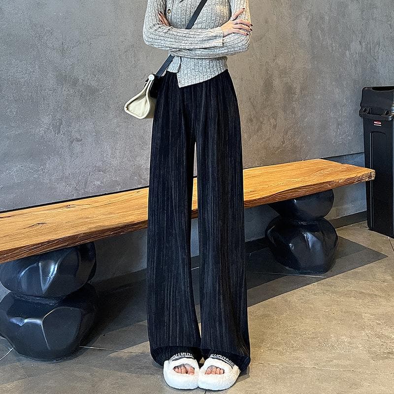 Autumn and Winter New Women's Clothing Cotton Lint Retro Loose Casual Trousers 2XL