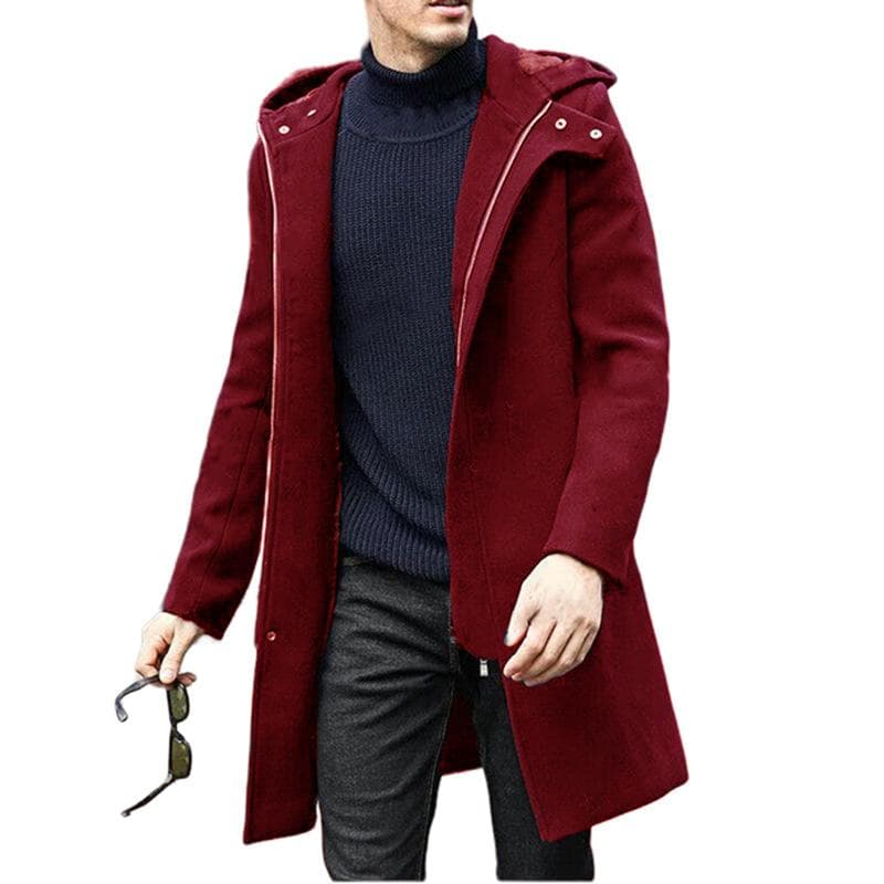 Large Size Woolen Coat Men's Casual Coat Mid-length Double Breasted 2XL