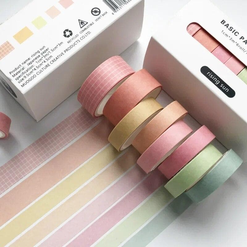 8pcs Pure Color Basic Decoration Washi Masking Tape Scrapbooking Stationary School Supplies