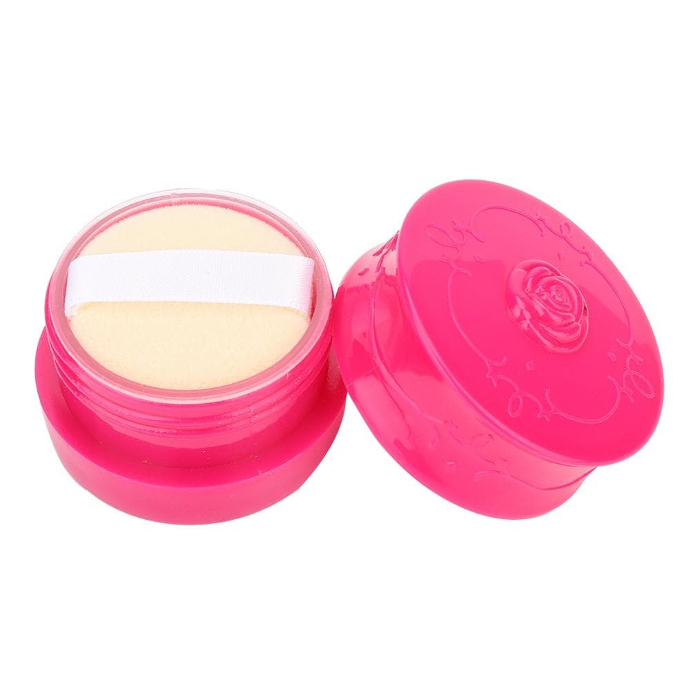 Vintage Rose Empty Makeup Loose Powder Dispenser Box Cosmetic Case with Powder Puff Rose Red