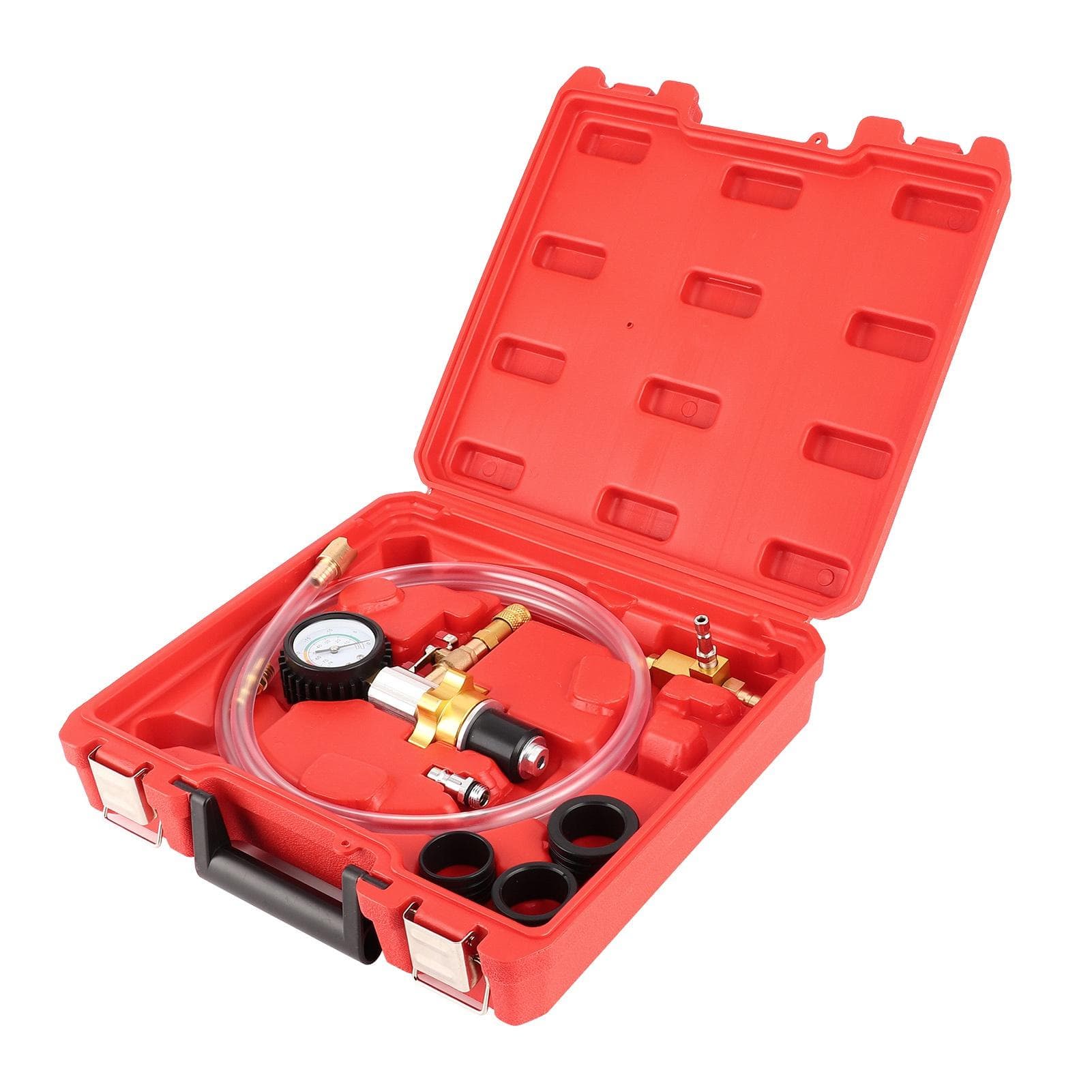 Car Radiator Coolant Refill Purging Kit Fast Connector Evacuate Leaks Test Vacuum Cooling System