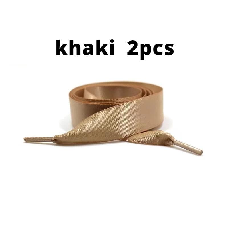160Cm Silk Ribbon Shoelaces 2cm Wide Flat Shoes Laces High Quality Soft Laces Board Fashion ShoeSneakers SportsShoes 160cm khaki