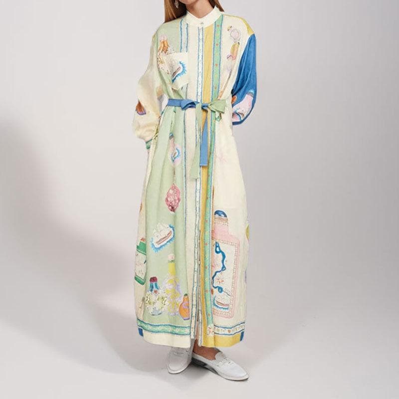 New Spring Women's Clothing Elegant and Elegant Waistband Printed Dress for Women 3XL