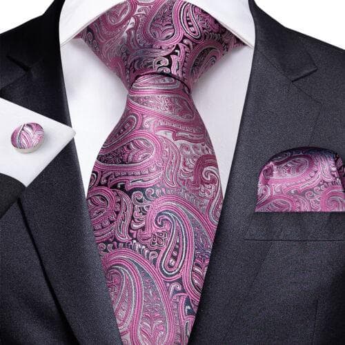 198 Colors Mens Silk Tie Black Blue Red Necktie Hanky Cufflinks Wedding 3PCS Set N-1571