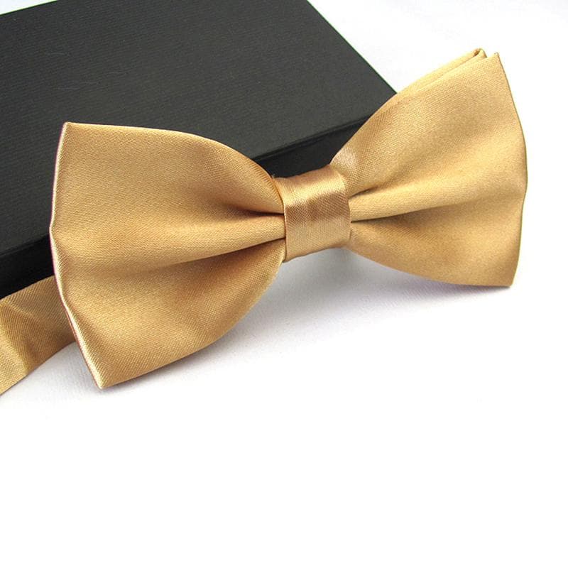 Men'S Satin Bow Tie Classic Wedding Party Bow Tie Solid Color Adjustable Tie champagne