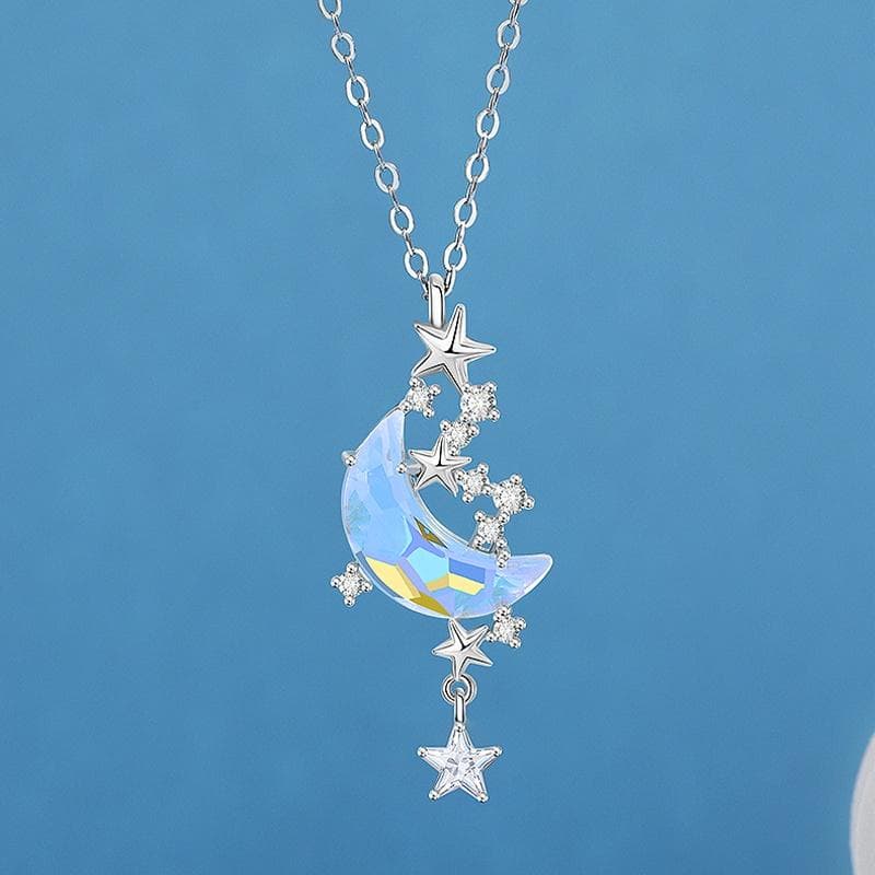 New Star Moon Love Pendant Necklace Moonstone Necklace Female Fashion Valentine's Day Anniversary Gift