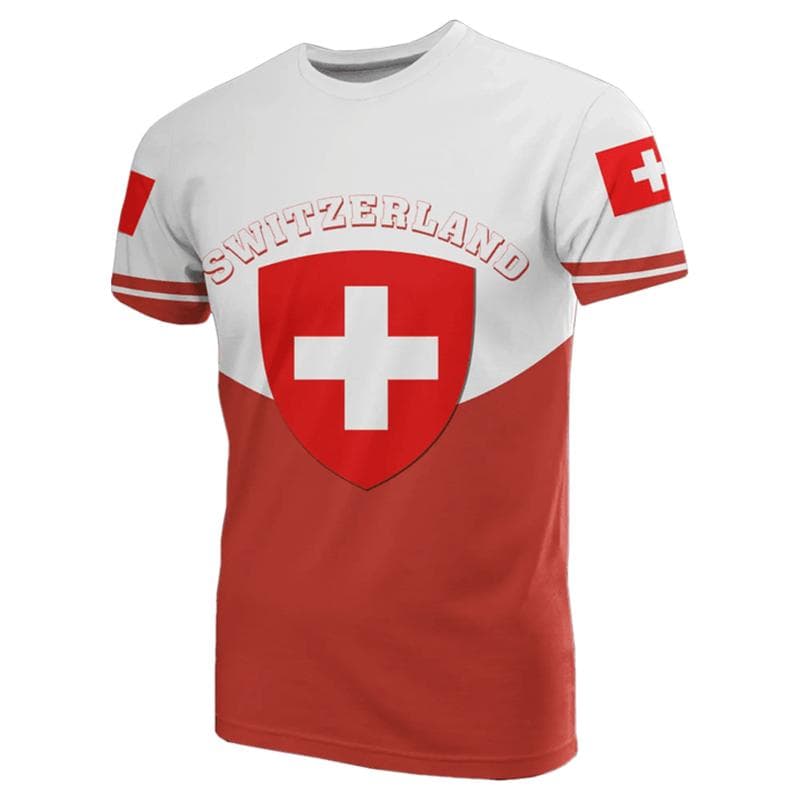 Outdoor Casual Sportswear Tshirts For Men Clothing Switzerland National Emblem Flag 3d Print Cool T-Shirt Gym Tops O Neck Tees XL