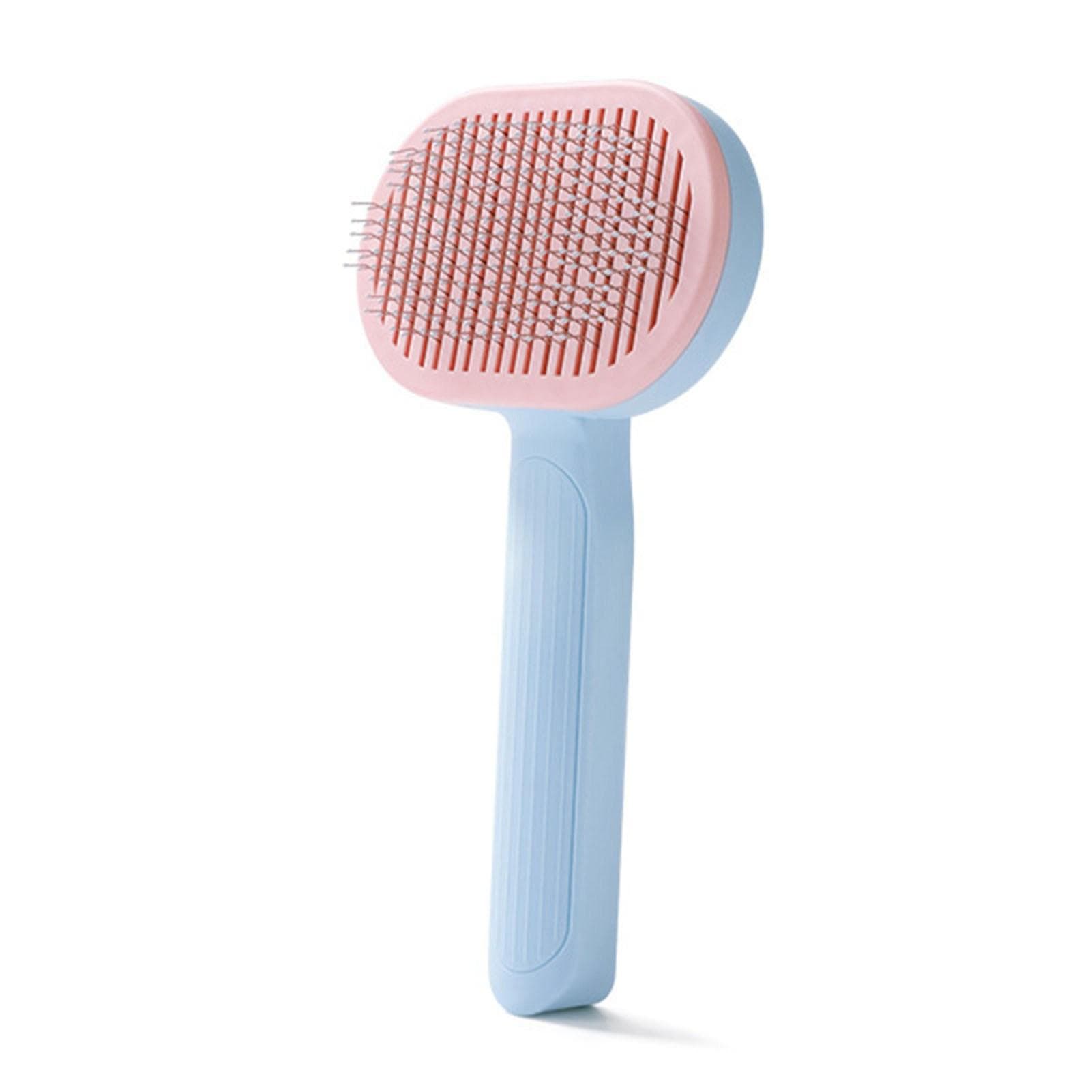 Cat Grooming Brush Fine Teeth Ergonomic Design Cat Hair Brush with Release Button for Long Hair