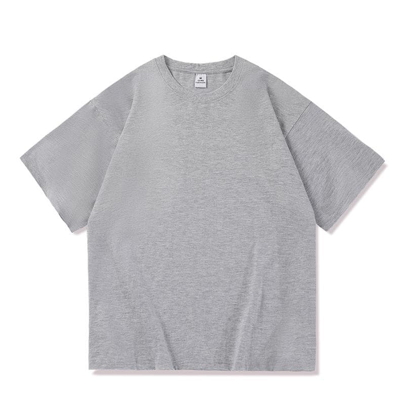 2024 Hip Hop Oversize T Shirt Unisex Streetwear Harajuku Casual Short Sleeve Cotton Loose T-Shirt Plus Size S light grey