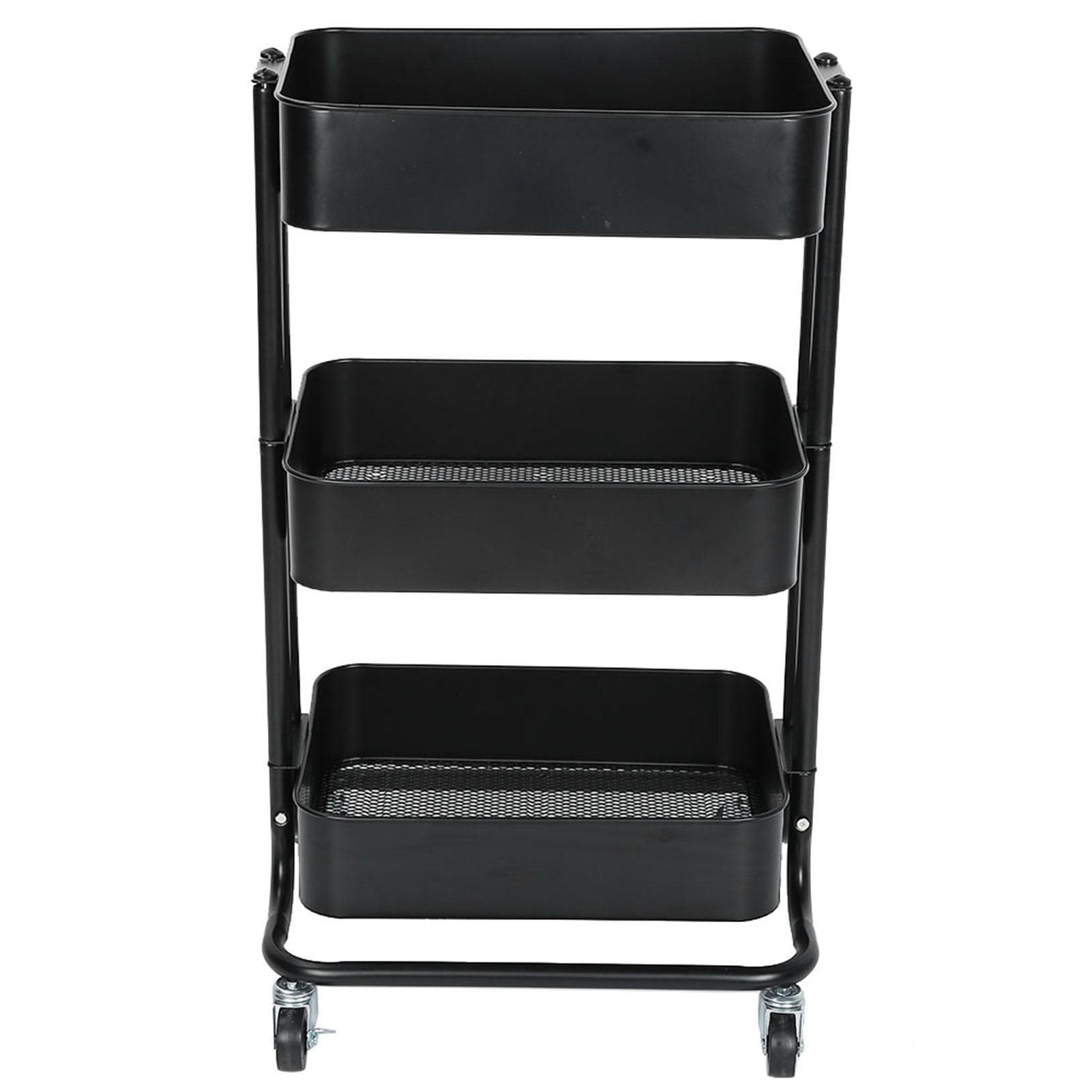 Hair Salon 3 Tiers Trolley Cart Slim Rolling Storage Rack Trolley with Wheels Black black