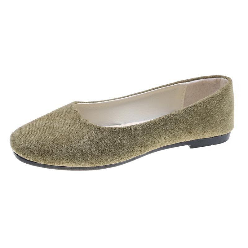 Women Girls Solid Plus Size Slip On Flat Shallow Comfort Casual Single Shoes 19 Colour 37 olive green