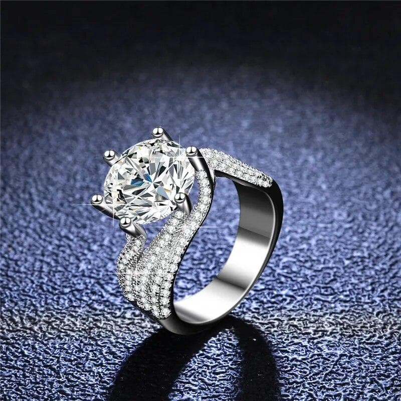 5.0 Carat Luxury Moissanite D Color S925 Silver 18K White Gold Rings For Engagement Wedding Woman Jewelry Ring 9