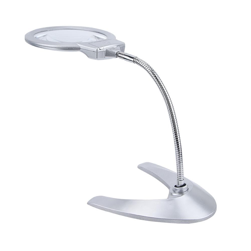 2.5X 5X 130mm Desk Magnifying Glass Magnifier with 2 LED Light white