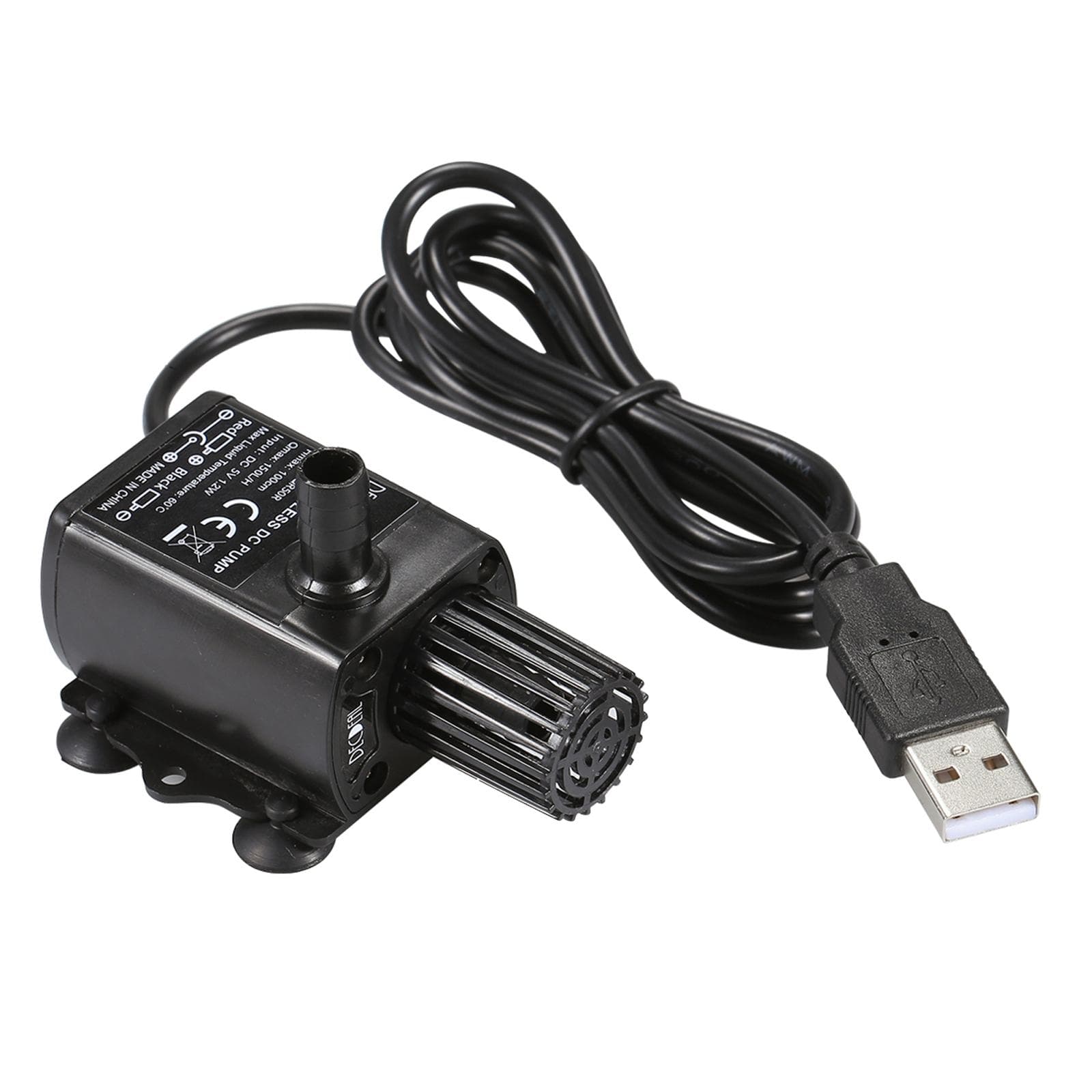 USB Brushless Water Pump with Nozzles Strainer Ultra-quiet Mini DC5V Micro Brushless Water black