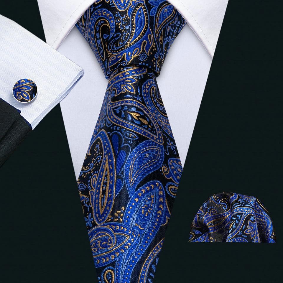 Barry.Wang Mens Silk Tie 2021 New Necktie Hanky Cufflinks Set for Business Wedding Casual N-1447