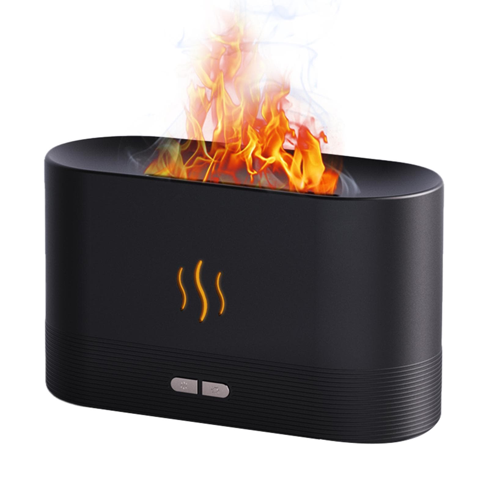 Simulation Flame Mist Humidifier 2 Brightness Night Light Quiet Cool Desktop USB Humidifier black