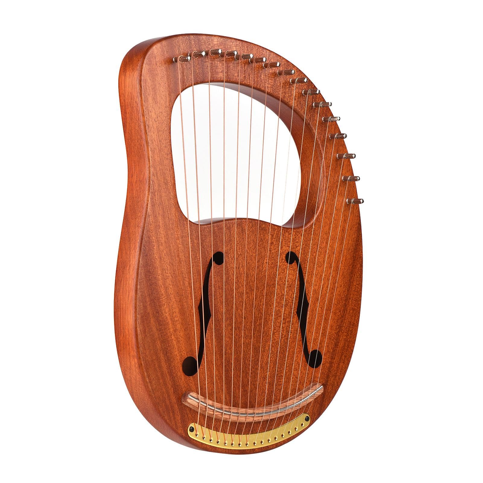 WH-16 16-String Wooden Lyre Harp Metal Strings Solid Wood String Instrument with Carry Bag