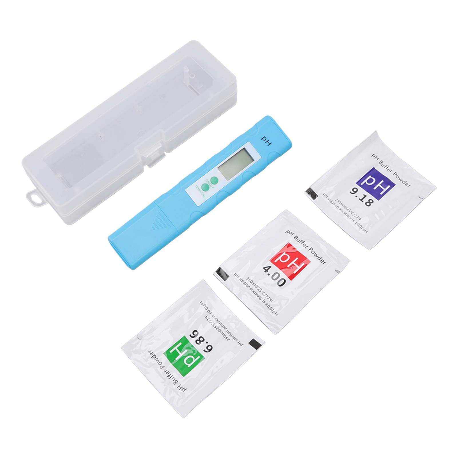 PH Meter Light Blue Portable High Accuracy with Temperature Aquarium Swimming Pool Acid Alkali
