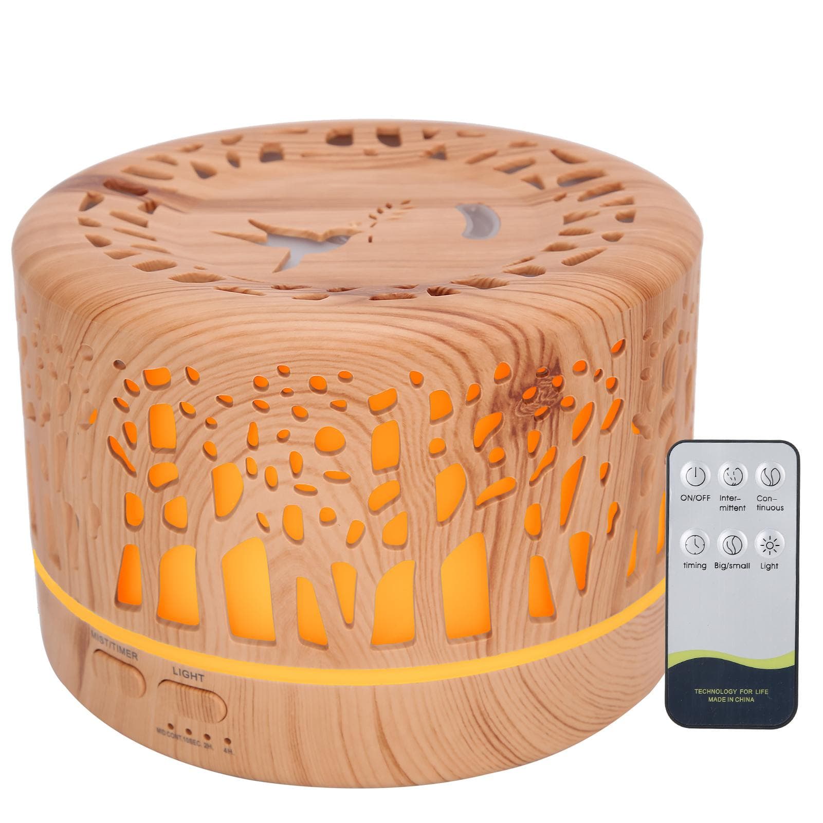 700ml Hollow Wood Grain Humidifier Aroma Air Diffuser 7 Color Light Humidifier (110‑240V)AU Plug EU Plug