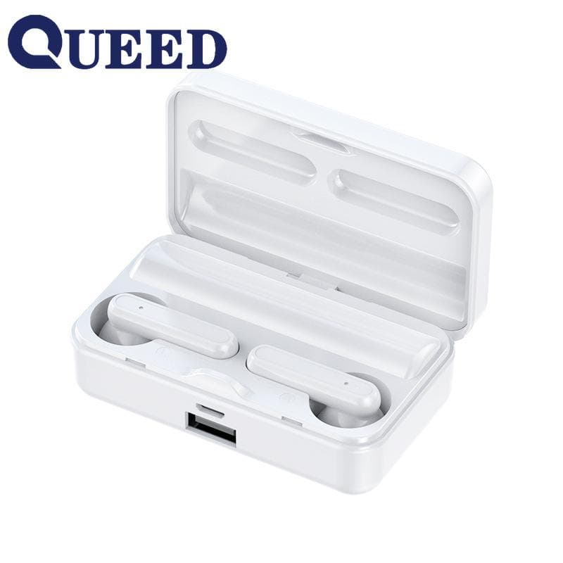New Mirror Wireless Bluetooth Headset 5.2 Mini Binaural Invisible In-ear Ultra-long Standby with Handle white