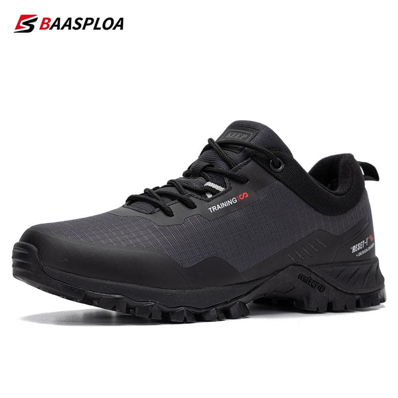 Baasploa Man Non-slip Sneakers Wear-Resistant Hiking Shoes Men Outdoor Waterproof Sneaker Light Male Walking Shoes 41 grey