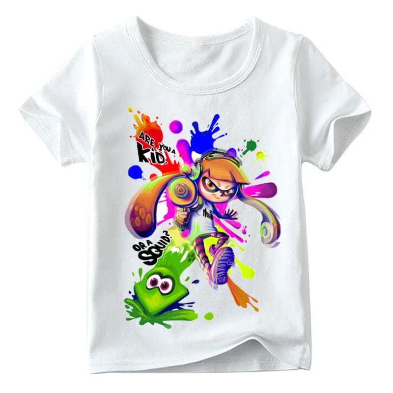 Children Cartoon Splatoon Inkling Funny T Shirt Summer Baby Boys Girls Short Sleeve Tops Kids Casual 140 white