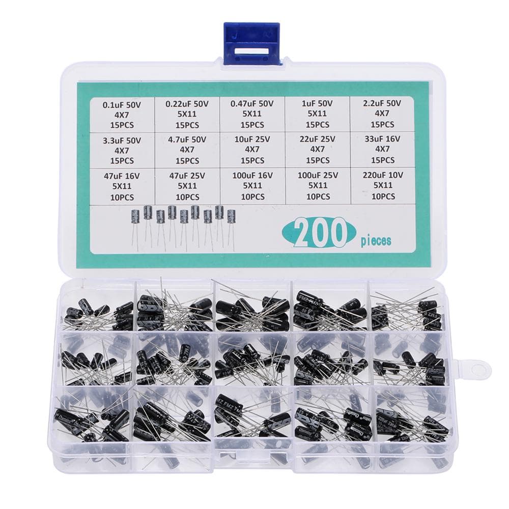 200PCS 15Values Electrolytic Capacitors Kit with Box 200PCS