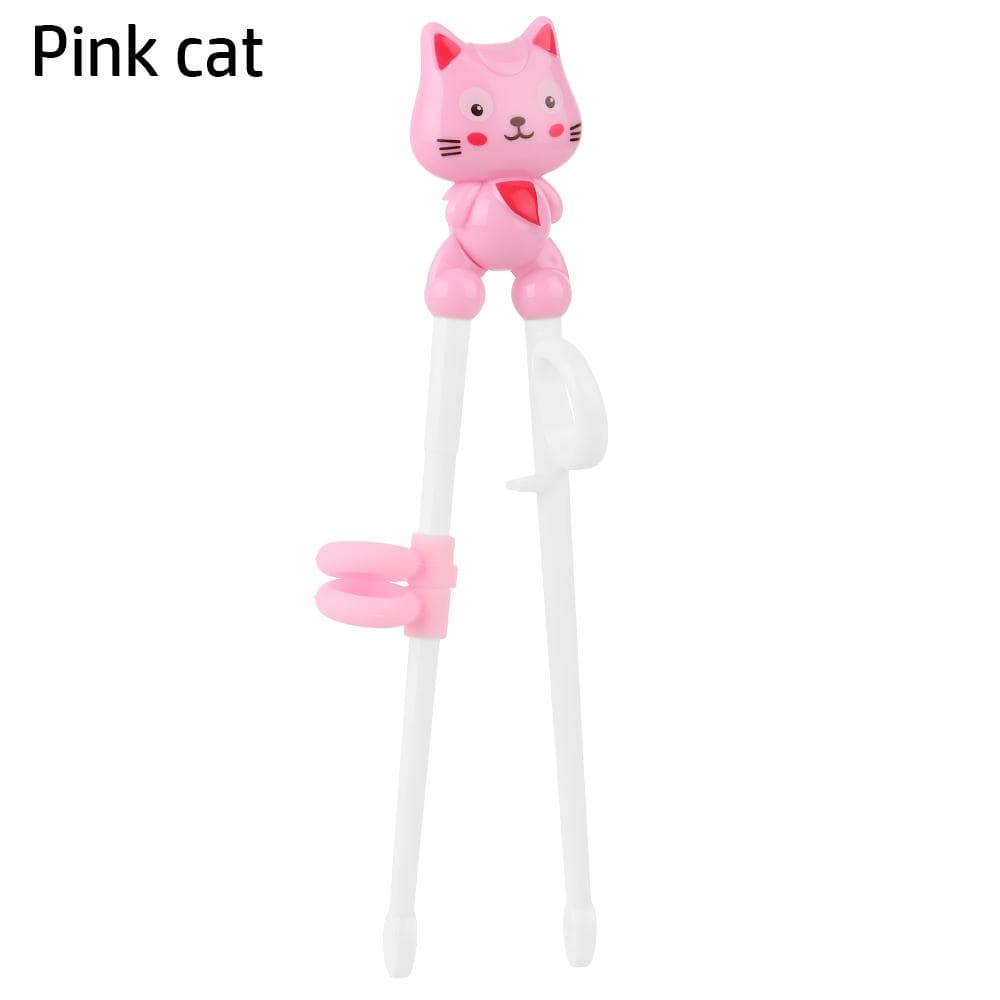 1 Pair Baby Learning Training Chopsticks Cartoon Animal Beginner Chopstick Tableware Kids Eating Training Helper Baby Tools pink