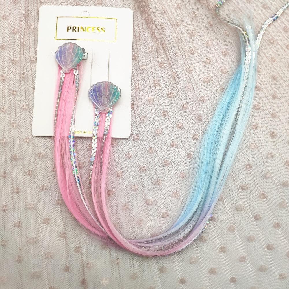 1 Pair Girls Mermaid Wigs Hairpins Ponytail Kids Rainbow Hair Clip Hair Extension Colorful Wig Twist Braider Hair Accessory